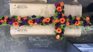 Vibrant Cross Funeral Flowers Tribute