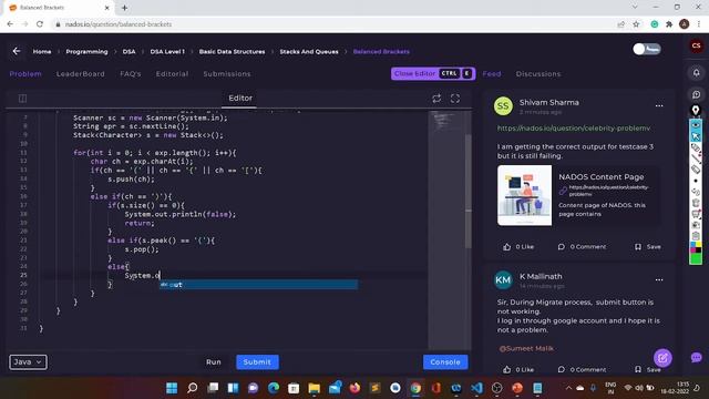Check Brackets are Balanced or not in an expression | Stacks | JAVA смотреть онлайн