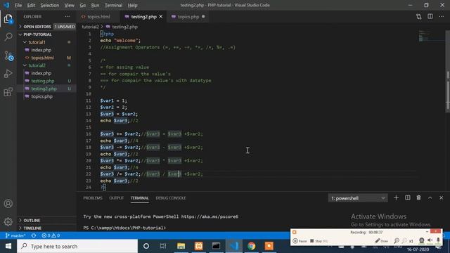 Operators in PHP Hindi / Urdu ( Assignment, Ternary, Conditional)