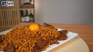 ASMR MUKBANG 짜파게티 & 쭈꾸미 & 소세지 BLACK BEAN NOODLES & FIRE OCTOPUS & SAUSAGE EATING SOUND!