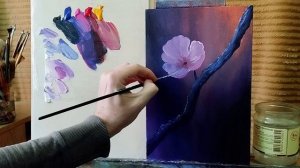Рисуем цветы сакуры акрилом #shorts #short #art #живопись #урокирисования
