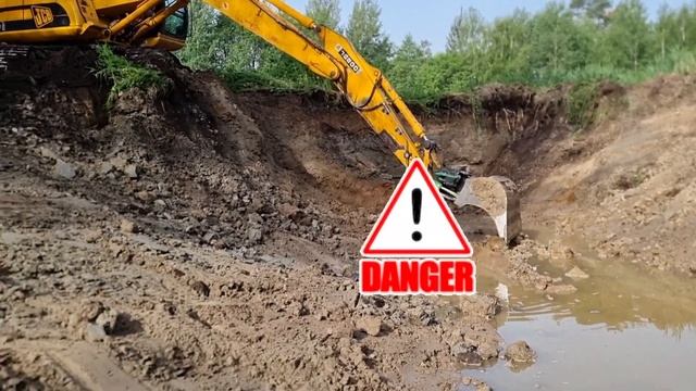 Экскаватор в работе: откосы пруда! JCB JS 200 Часть 9!