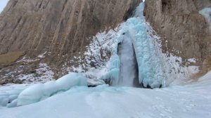 Джилы-Су зимой, водопад Тузлук-Шапа (Каракая-Су)