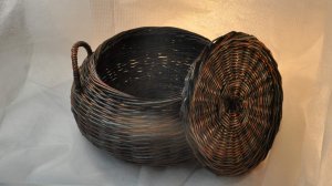 МК. Корзина - Пузатик с крышкой из бумажной лозы. #13