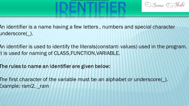 TOKEN and IDENTIFIER in PYTHON || PYTHON