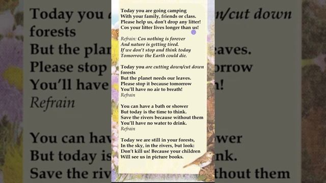 7 класс Song "Today you are going camping..."
