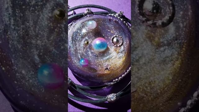Хендмейд кулон из УФ-смолы Галактика