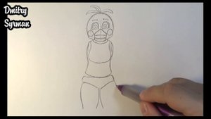 How to draw Toy Chica, five nights at freddy's, Как нарисовать Той Чику