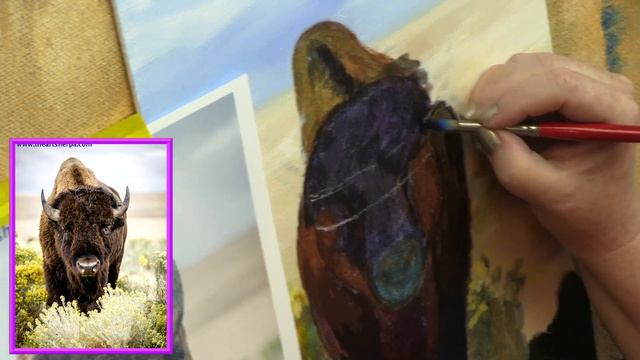 How to paint a Buffalo in Yellow flowers Acrylic Painting Tutorial Southwest Art Week | TheArtSherp смотреть онлайн