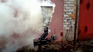 Реально пылающий бункер пеллетной горелки.