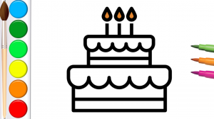 Рисуем праздничный торт для детей. Идея для рисования с детьми!