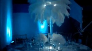 Winter Wonderland Themed White Ostrich feathers with mini feather balls by Sweet 16 Candelabras