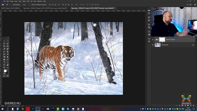 Как добавить снег на фото в Фотошопе. Уроки Фотошопа с нуля. смотреть онлайн