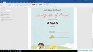 vba print certificates in PDF or word - free vba automation - vbatip#40