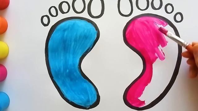 Footprints coloring and drawing for kids, baby смотреть онлайн