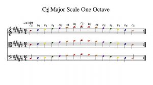 C♯ C Sharp Major Scale One Octave at 100bpm Backing Track Color