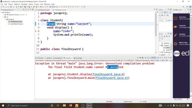 #53 Java Final Keyword | Java Final Keyword Example