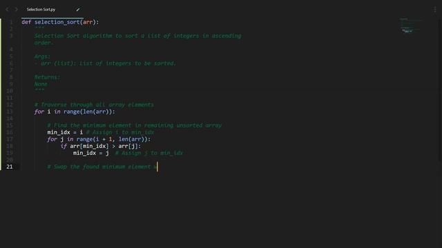 Selection Sort Code in Python | Sorting Algorithms | Python Coding Tutorial | Python Code Interview