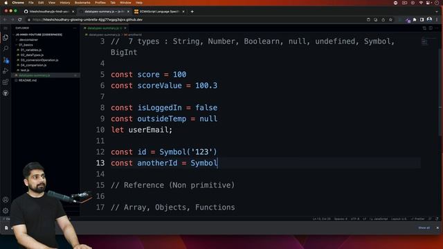 Data types of javascript summary | chai aur #javascript смотреть онлайн