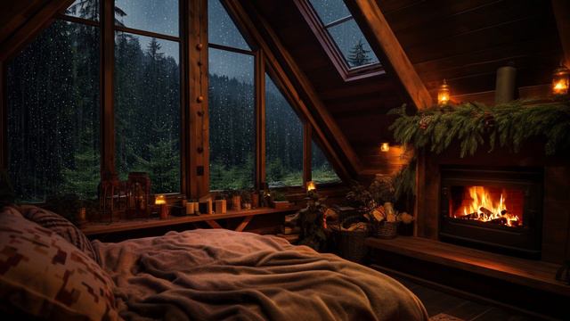 Атмосфера Успокаивающий звук дождя | спать в маленькой спальне в лесу | тихая ночь, чтобы спать смотреть онлайн