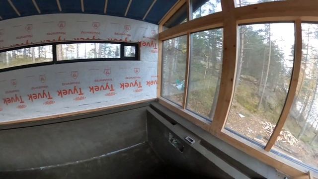 Остекление фахверка бани с бассейном безрамное панорамное и Alutech W72 смотреть онлайн