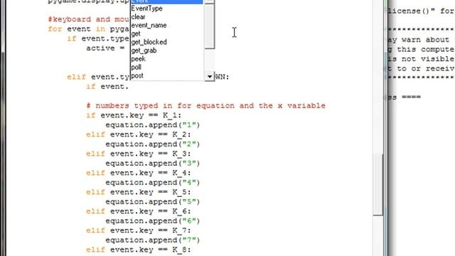 Python-Pygame Lesson: My Grapher (pt 4)  keyboard commands and math operations
