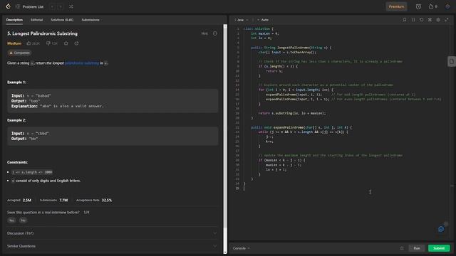 Solve Longest Palindromic Substring in Java | LeetCode #5, Step-by-Step Solution