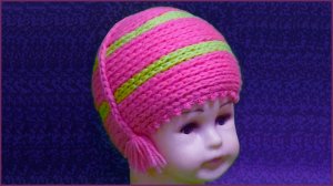 Розовая шапочка крючком. Вязание шапочки для девочки.