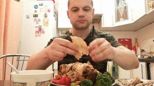 MUKBAN I МУКБАНГ Курица гриль,болгарский перец,брокколи,соус,Grilled chicken,bell peppe, broccoli