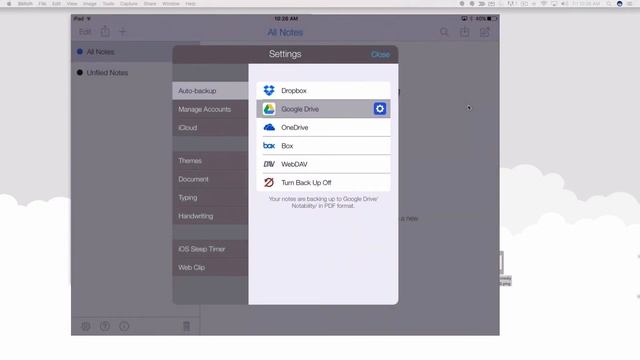 Notability: Sync with iCloud / Backup to Google Drive