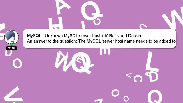 MySQL : Unknown MySQL server host 'db' Rails and Docker смотреть онлайн