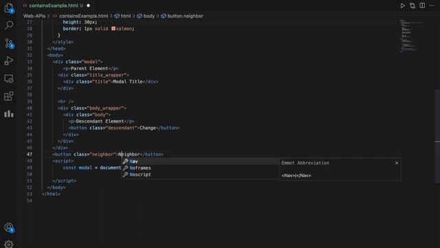 HTML DOM Element Contains() Method | Web API | Machine Coding | FrontEnd Interview | Web Developmen
