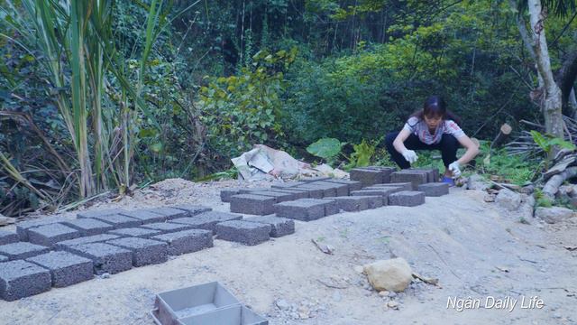 The Girl DIY 500 Brick Build Pond Stairs - Rual Life - Off Grid / Ngân Daily Life смотреть онлайн
