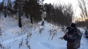 Совместные покатушки на снегоходах. Ирбис Динго Т150, Полюс и Сноудог Твин Про.