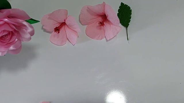 Making Rose With Crepe Paper/Hibiscus 🌺Гибискус из гофрированной бумаги🌺как сделать розу
