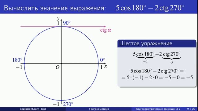 Нахождение значений тригонометрических функций. Тригонометрия (02-03)