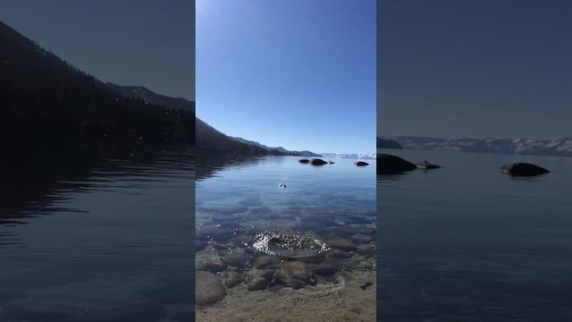 Clear blue water skipping in Tahoe #nature #chadventures