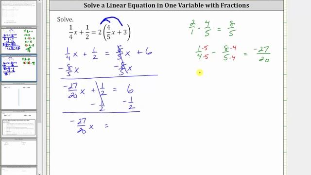 Solve a Linear Equation: 1/4x+1/2=2(4/5x+3) смотреть онлайн