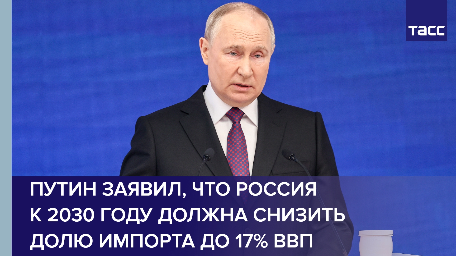 Путин заявил, что Россия к 2030 году должна снизить долю импорта до 17% ВВП