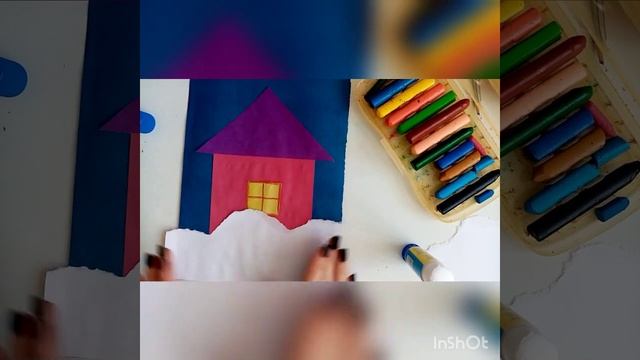 Заснеженный домик. Аппликация 5+