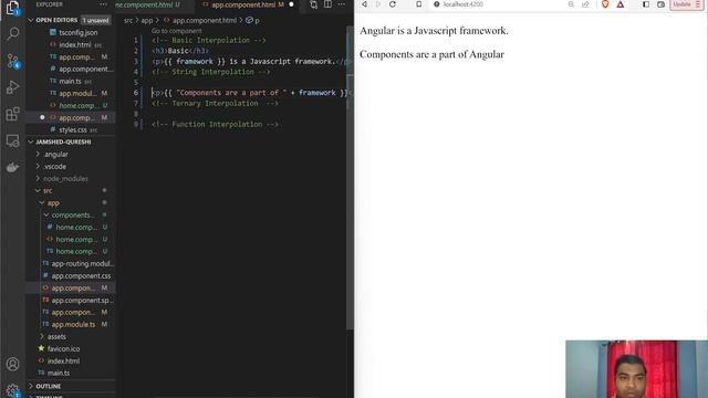 5. Data binding using Interpolation in Angular Components
