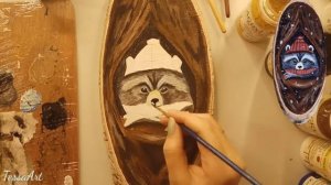 Как нарисовать енота акрилом (eng sub) Raccoon acrylic