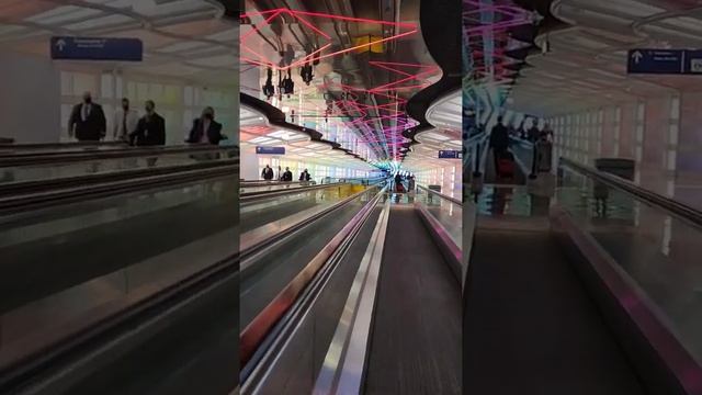 beautiful design with colorful lights in O'hare international airport Chicago #airport