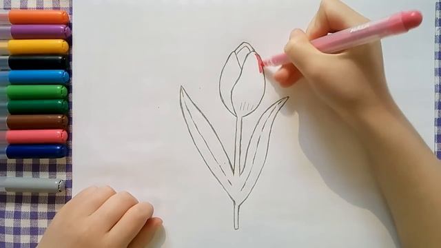 КАК НАРИСОВАТЬ ЦВЕТОК | ТЮЛЬПАН | Уроки рисования. Простые домашние рисунки карандашом (Эмилия) смотреть онлайн