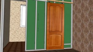 Перегородка из гипсокартона с дверью-купе. Plasterboard partition with sliding door