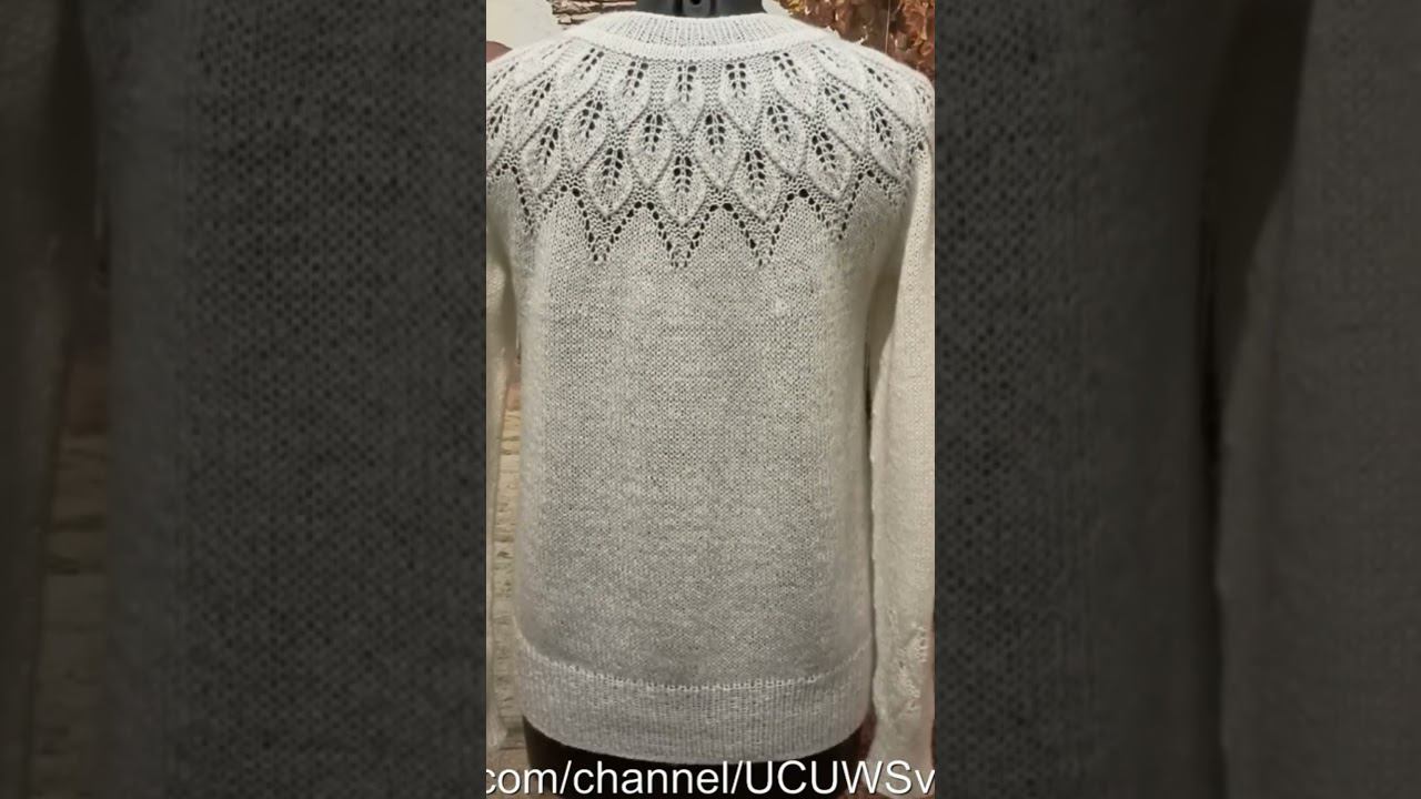 Кофточка спицами с круглой кокеткой "Мерцающие листья". смотреть онлайн