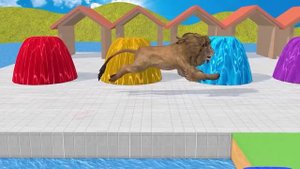 Paint & Animals Duck, Cow, Gorilla, Lion, chicken, Elephant, Fountain Crossing Turtle Cartoon Game