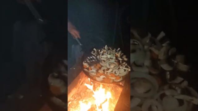 Жаренная рыба на костре по казачьи с овощами. Как пожарить рыбу. смотреть онлайн