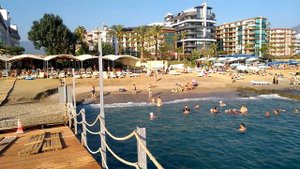 Обзор пляжа возле отеля Asia beach resourt, Aлания, Турция 25.08.2020