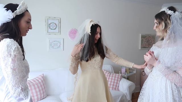 Wedding Dress Try On! Our MOM's Vintage Wedding Dresses! смотреть онлайн